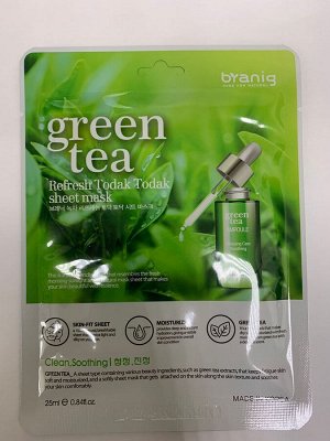 KR/BRANIG Маска-салфетка для лица GREEN TEA REFRESH TODAK TODAK 25гр