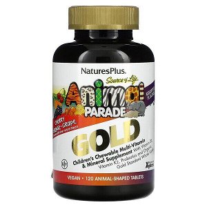 Nature&#039;s Plus, Source of Life, Animal Parade Gold, жевательные мультивитамины с микроэлементами для детей, ассорти, 120 таблеток в форме животных