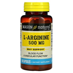 Mason Natural L-аргинин, 500 мг, 60 капсул
