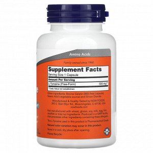 NOW Foods, L-тирозин, 500 мг, 120 капсул