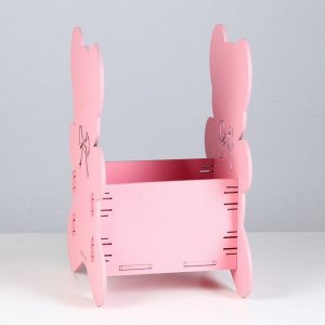 Кашпо деревянное "Мишка" 17,6х13,8х23,5 см розовый