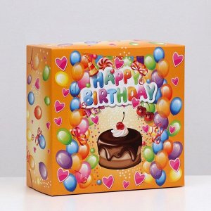 Коробка для торта "Happy Birthday", 24 х 24 х 12 см, 1,5 кг