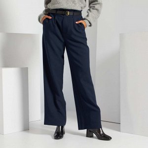 Легкие свободные брюки с высокой посадкой - голубой