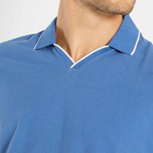 Рубашка поло с V-образным вырезом - голубой