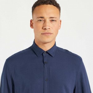 Легкая рубашка из вискозы - сине-черный