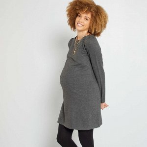 Платье из мягкого трикотажа для беременных - серый