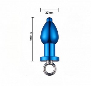 Анальная синяя пробка с закрывающимся тоннелем 3,5 см.