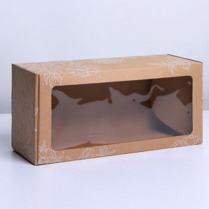 Коробка складная с PVC-окном «Цветы », 16 ? 35 ? 12 см