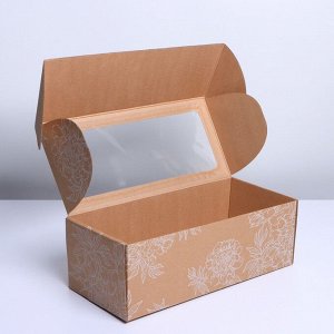 Коробка складная с PVC-окном «Цветы », 16 ? 35 ? 12 см