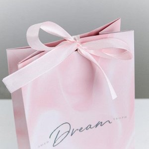 Пакет подарочный с лентой «Мечтай», 13 × 23 × 7 см