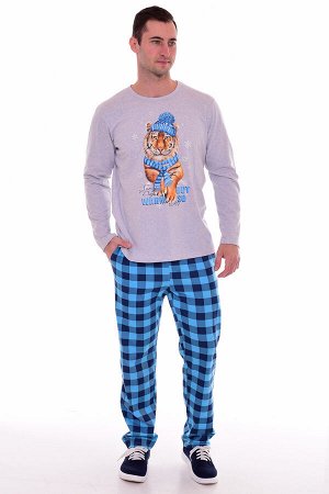 Пижама мужская 9-182 (бирюза) Тигр в шапке