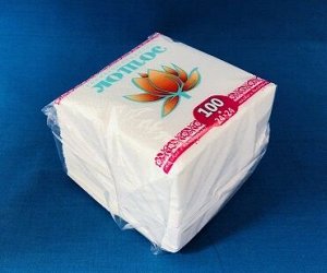 Салфетки 24х24см, белые, 100 л. (40) "Лотос"