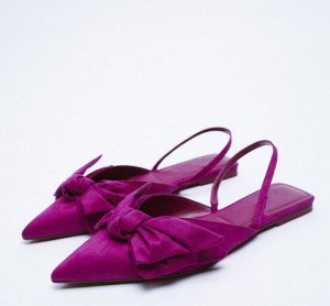 Мюли без каблука женские с бантом, цвет фиолетовый