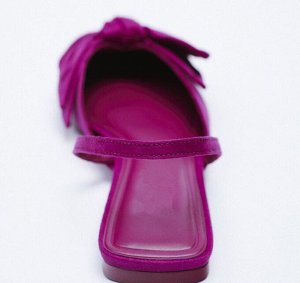 Мюли без каблука женские с бантом, цвет фиолетовый