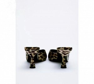 Мюли женские с леопардовым принтом, цвет бежевый/черный