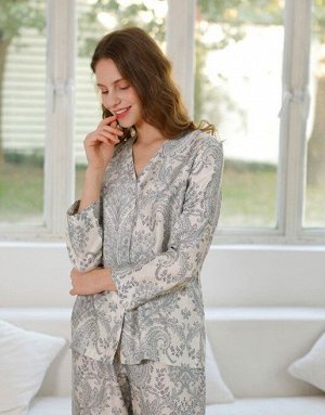 Женская пижама (рубашка+штаны) принт "узоры"