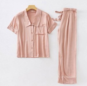 Женская пижама (рубашка+штаны) , цвет пудровый