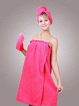 Набор Сауна- махровое полотенце +чалма и варежка.Женская