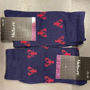 Nature Socks Носки мужские синие с прикольным принтом раки
