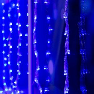 Гирлянда «Водопад» 2 x 1.5 м, IP20, прозрачная нить, 400 LED, свечение синее, 8 режимов, 220 В