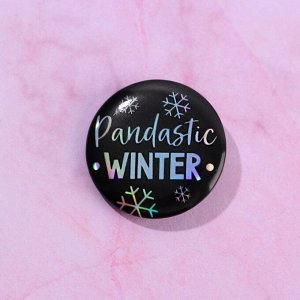 Набор резинка + значок на формовой подложке "Pandastic winter", d= 4 см.