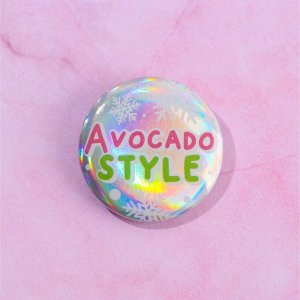 Набор резинка + значок на формовой подложке "Avocado style", d= 4 см.