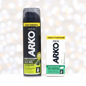 Подарочный набор ARKO гель для бритья Hemp 200 мл + крем после бритья Anti-Irritation 50 мл