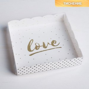 Коробка для кондитерских изделий с PVC-крышкой «Love», 15 x 15 x 3 см
