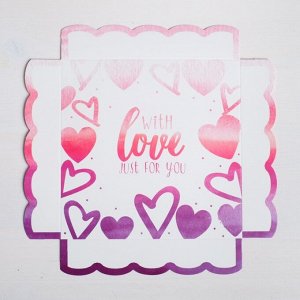 Коробка для кондитерских изделий с PVC-крышкой With love, 15 ? 15 ? 3 см