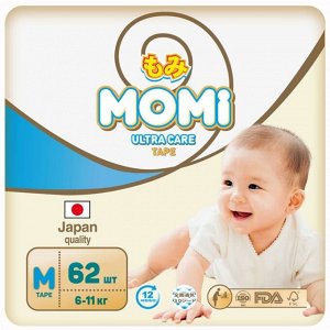 MOMI Ultra Care подгузники M (6-11 кг ) 62шт.