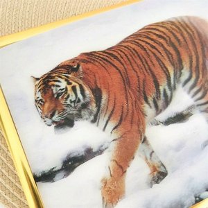 3Д картинка "Тигр на фоне снега" 14,5 х 19,5 см х Т-0015, голографическая открытка с изображением тигра, без рамки