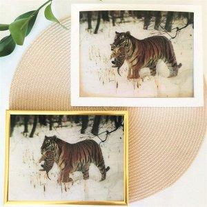 3Д картинка "Тигрица с тигренком зимой" 14,5 х 19,5 см х Т-0016, голографическая открытка с изображением тигров, без рамки
