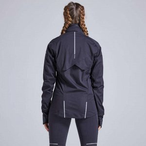 Куртка для бега водоотталкивающая ветрозащитная женская kiprun warm regul черная kiprun
