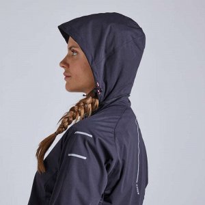 Куртка для бега водоотталкивающая ветрозащитная женская kiprun warm regul черная kiprun