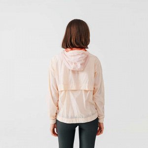 Куртка ветровка для бега женская бледно-розовая kalenji