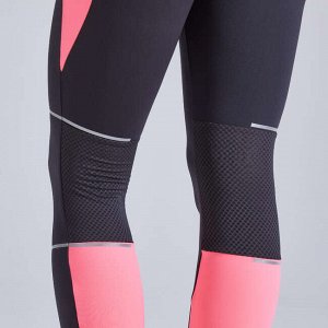 Тайтсы для бега утепленные женские kiprun warm черно-розовые kiprun