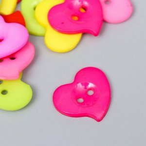 Набор пуговиц декоративные пластик "Сердечки цветные" (набор 24 шт) 2,2х2,2 см