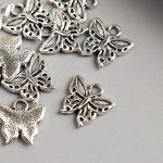 Декор металл для творчества &quot;Бабочка с точками&quot; серебро (29964) 2х1,7 см
