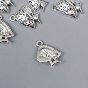 Декор для творчества металл "Мухомор" серебро G139B695 1,9х1,5 см