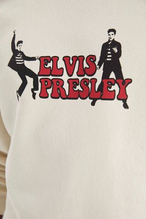 Мягкая толстовка с перьями Elvis Presley Licensed Relax Fit с круглым вырезом