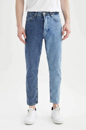 Джинсовые брюки узкого кроя 90-х с нормальной талией и окантовкой двойного цвета