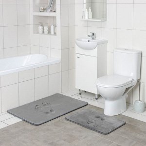 Набор ковриков для ванной и туалета SAVANNA Memory foam, 2 шт: 60x90 см, 40x60 см, цвет серый