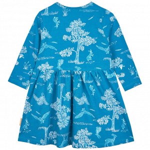 Платье для девочки, голубой набивка лес