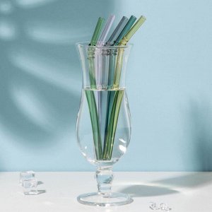 Трубочка стеклянная для коктейля, 20 см, цвет МИКС