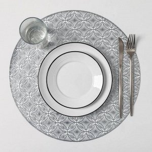 Набор салфеток кухонных Доляна «Волшебство», 4 шт, d=38 см, цвет серебро