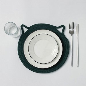 Салфетка сервировочная на стол Доляна «Котя», d=29 см, цвет зелёный