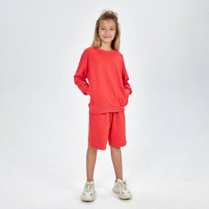 Комплект (джемпер, шорты) для девочки, красный