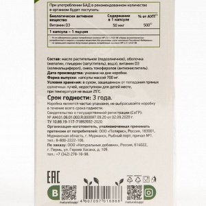 NaturalSupp Витамин Д3 2000 ME, 120 капсул