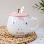 Кружка &quot;Face unicorn closed eyes&quot;, white (330 ml)