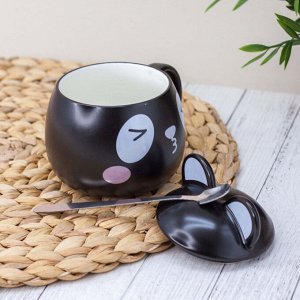Кружка "Cute panda kiss", black (380 ml)